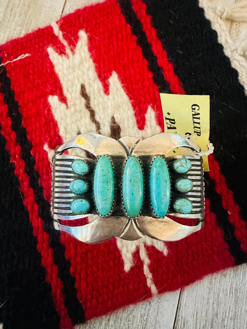 Old Pawn Sterling Silver & Turquoise Cuff Bracelet / - Picture 1 of 8